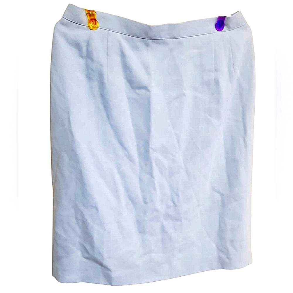 NWT Giorgio Armani Powder Blue Grey 100% Wool Above the Knee Skirt